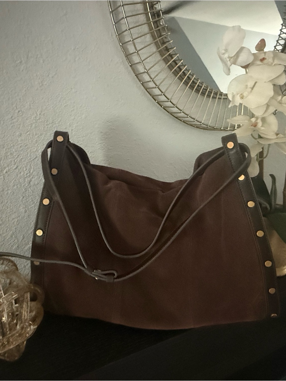 Vince Camuto genuine suede Classic Brown Shoulder Bag
